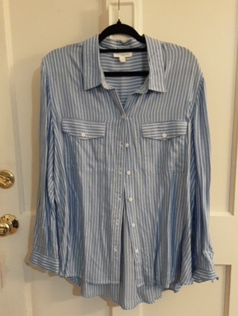Beachlunchlounge Blue and White Striped Button-Down Shirt